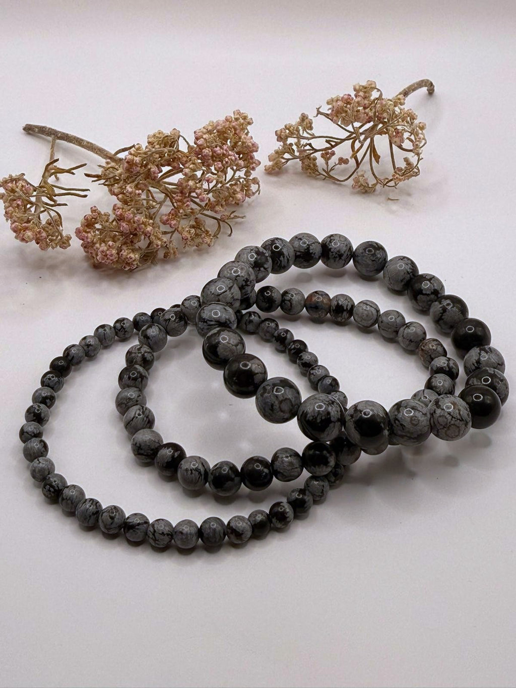 Bracelet  Obsidienne flocon de neige "Origine"