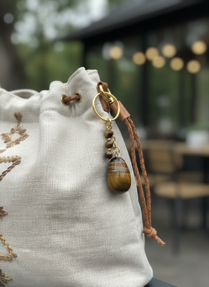 Porte-clés / Bijou de sac en Œil de tigre