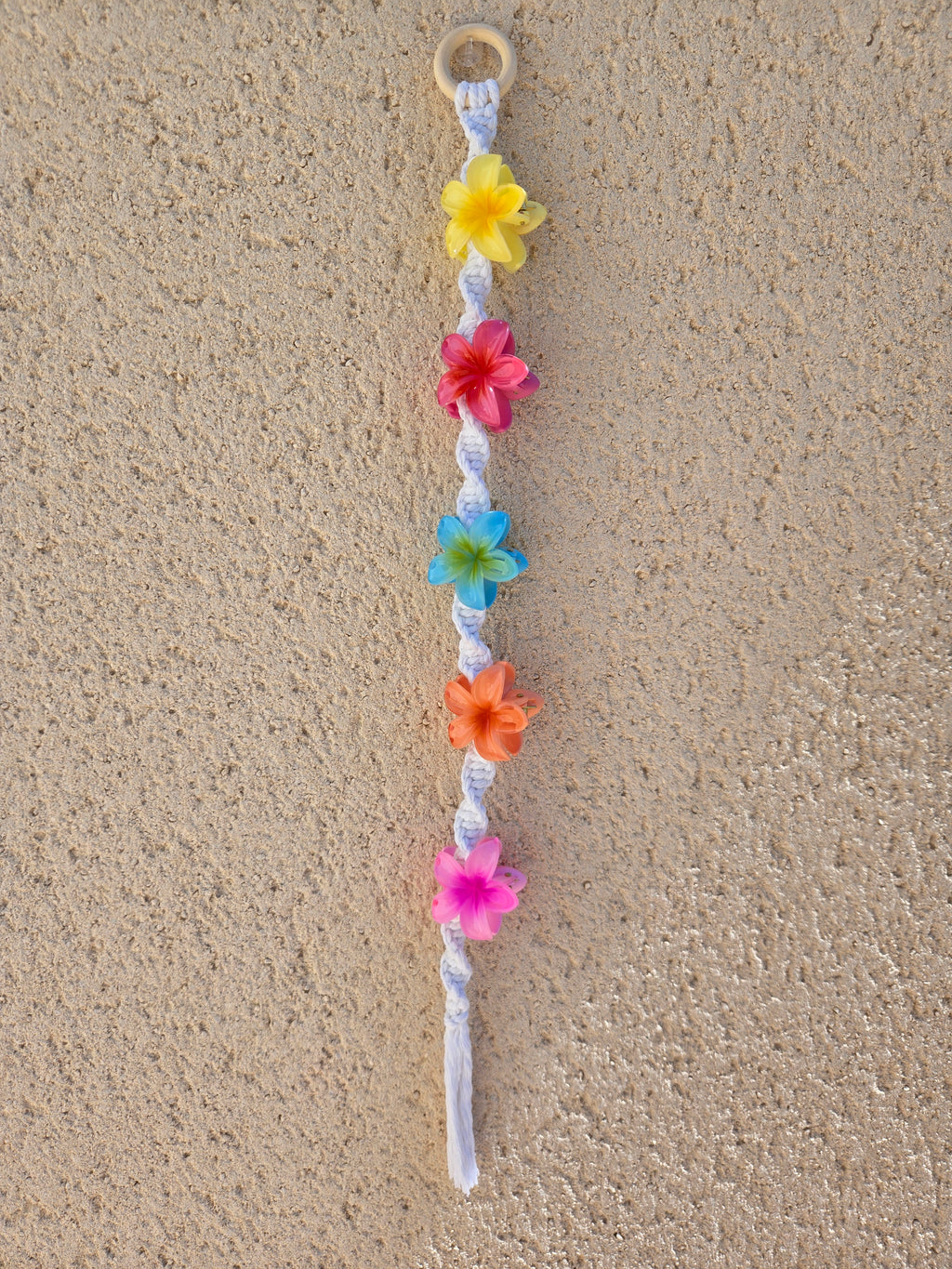 Suspension macramé et pinces fleurs