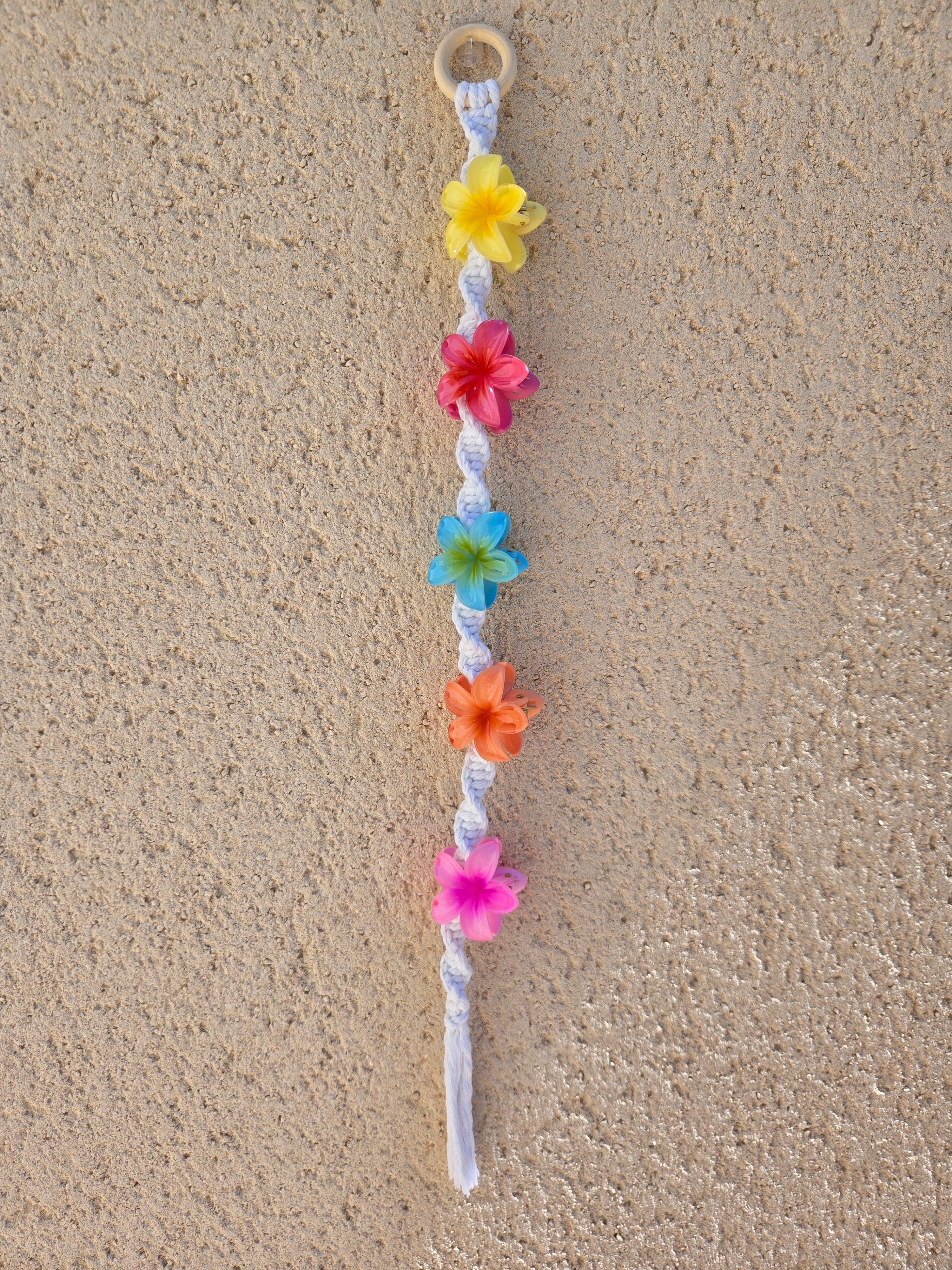 Suspension macramé et pinces fleurs