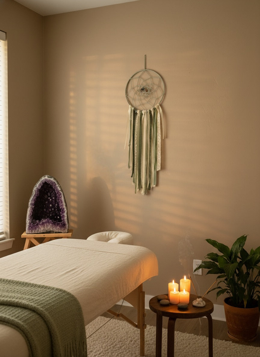 Attrape-rêves vert - Arbre de vie 7 chakras