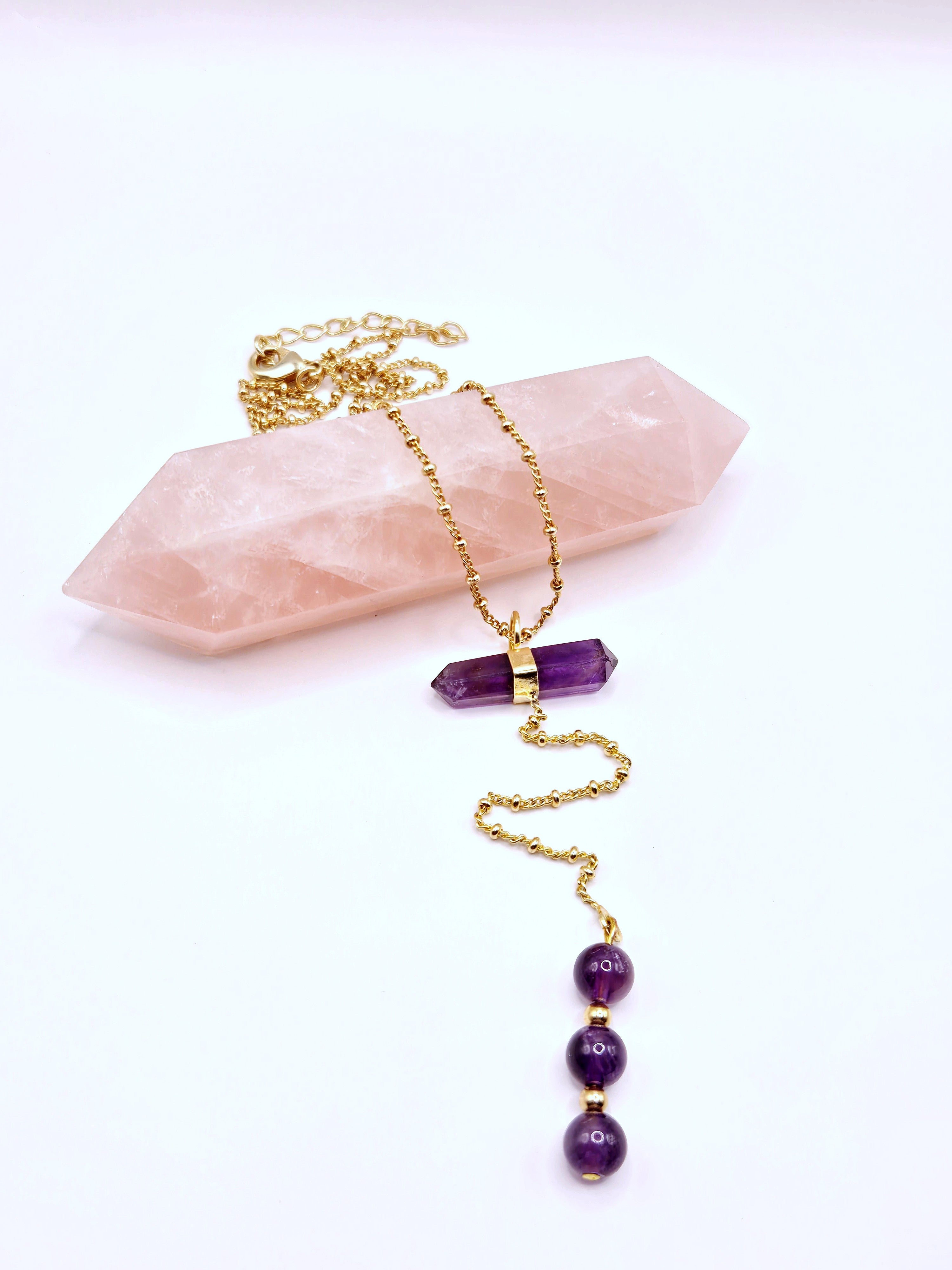 Collier sautoir Améthyste "Âme"