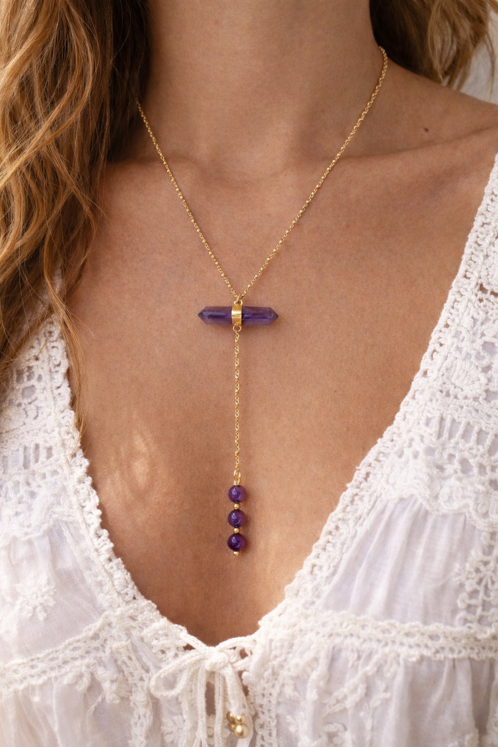 Collier sautoir Améthyste "Âme"