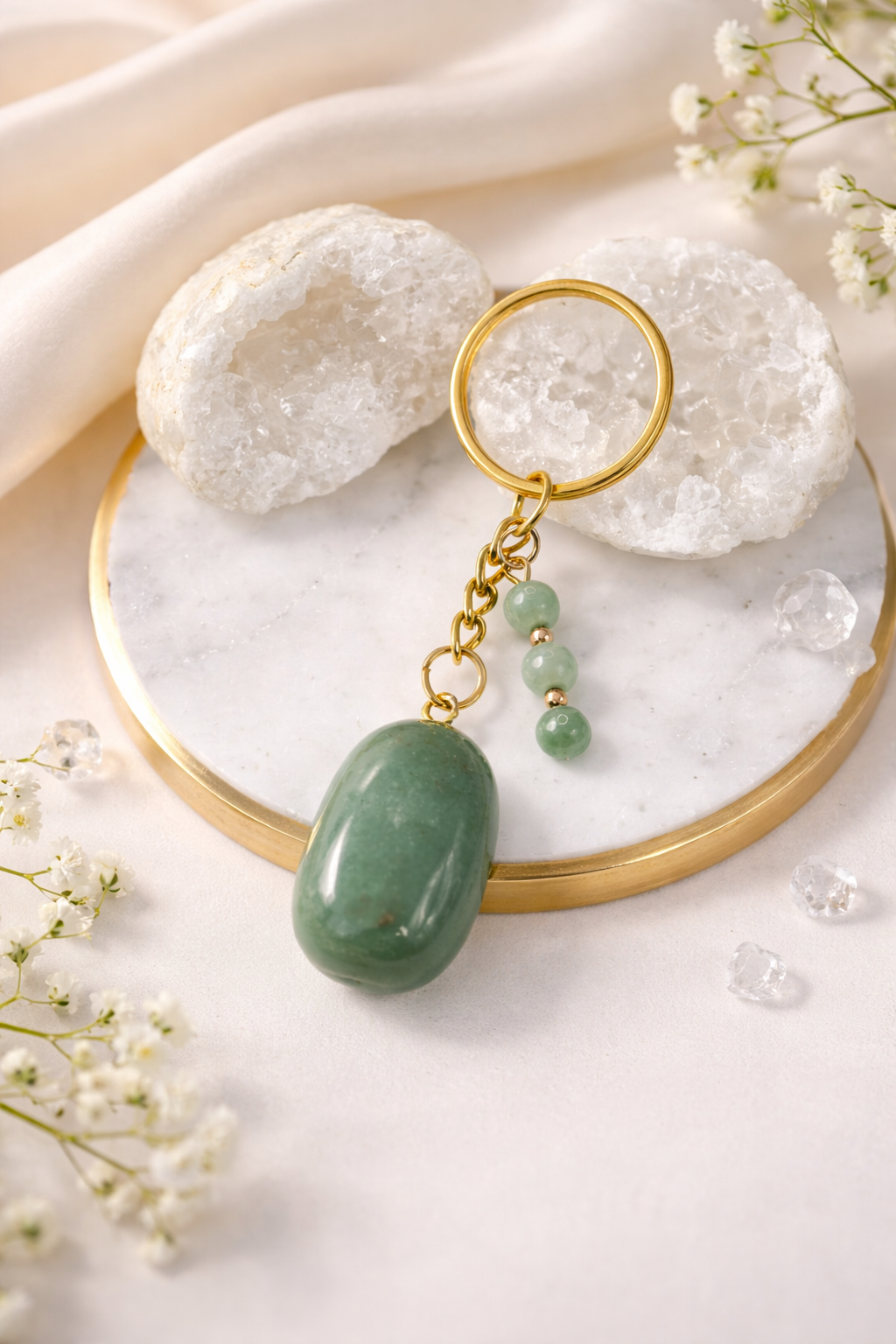 Porte-clés / Bijou de sac en Aventurine verte