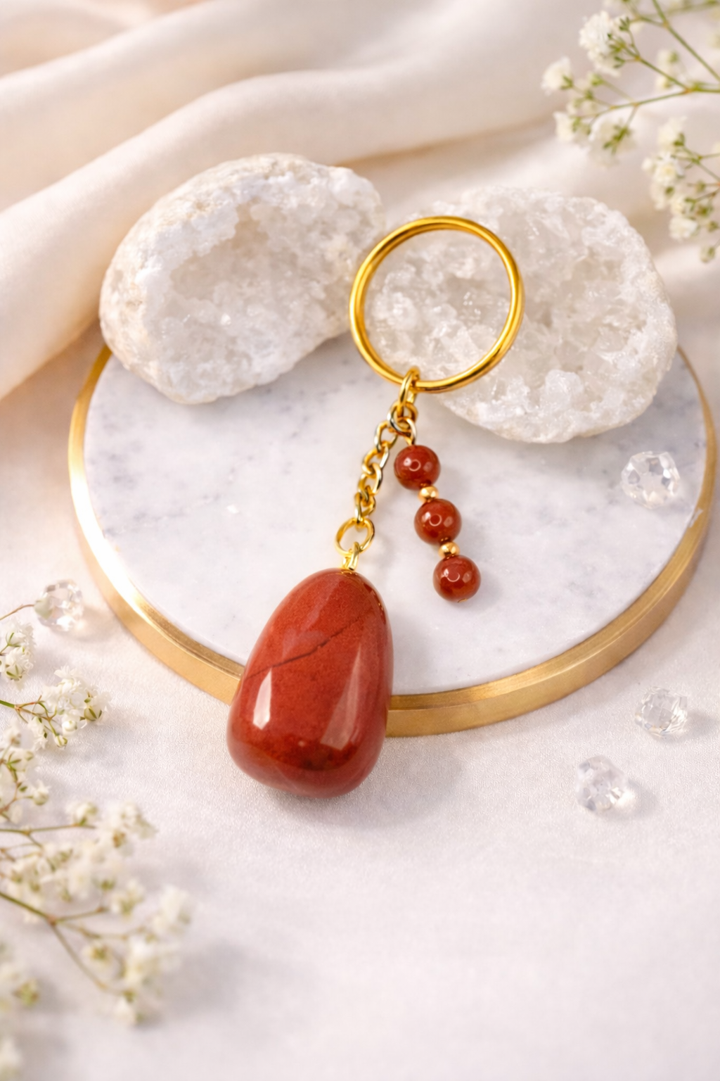 Porte-clés / Bijou de sac en Jaspe rouge