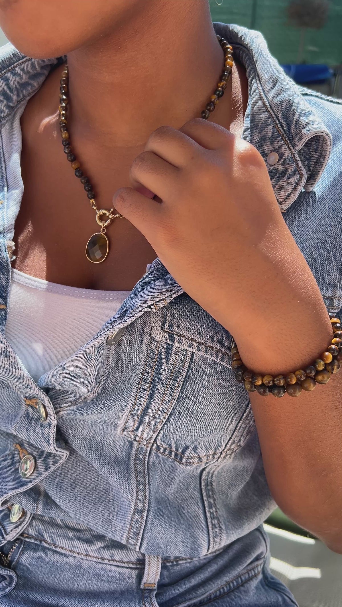 Collier "Aura" Oeil de tigre
