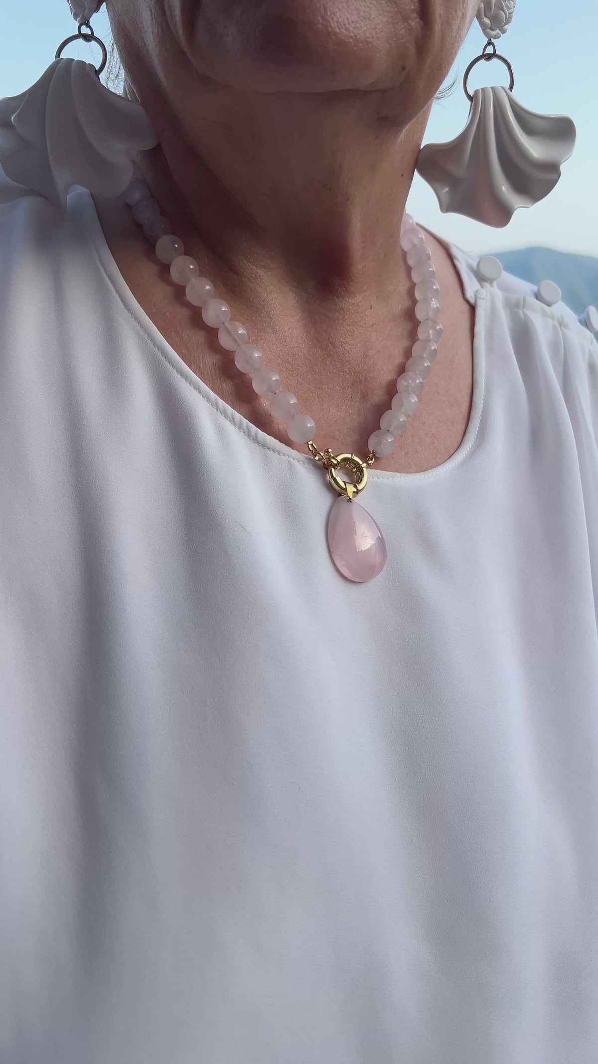 Collier "Rosée" Quartz rose