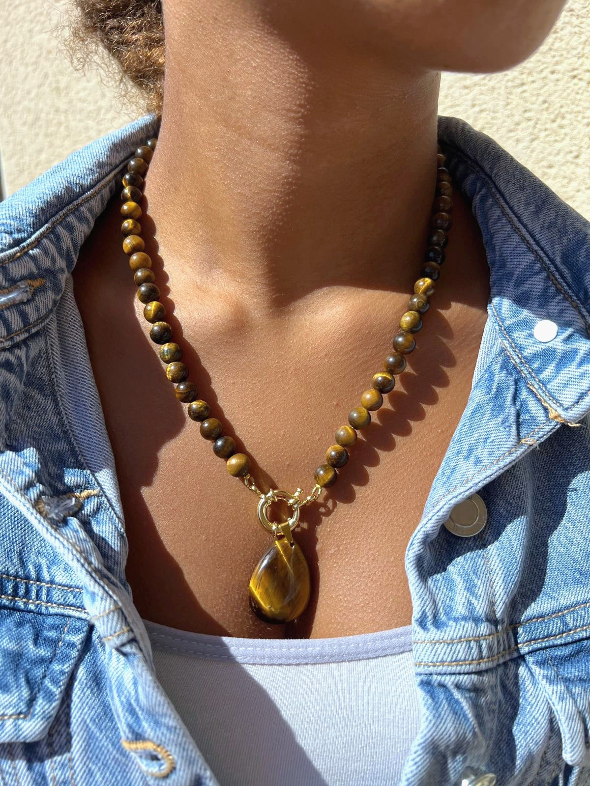 Collier "Rosée" Oeil de tigre