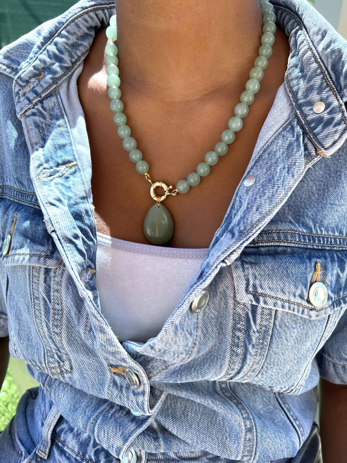 Collier "Rosée" Aventurine verte
