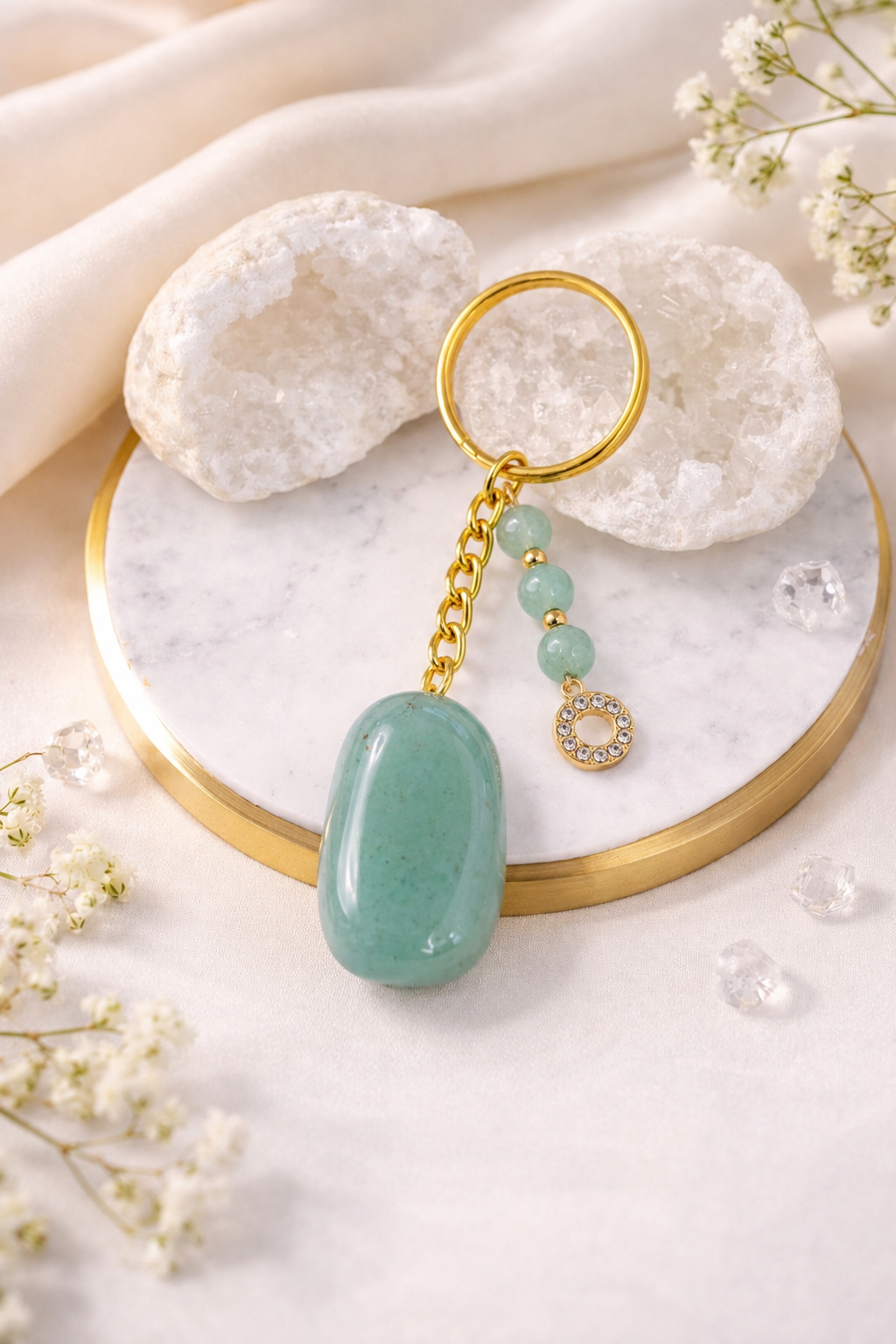 Porte-clés / Bijou de sac en Aventurine verte