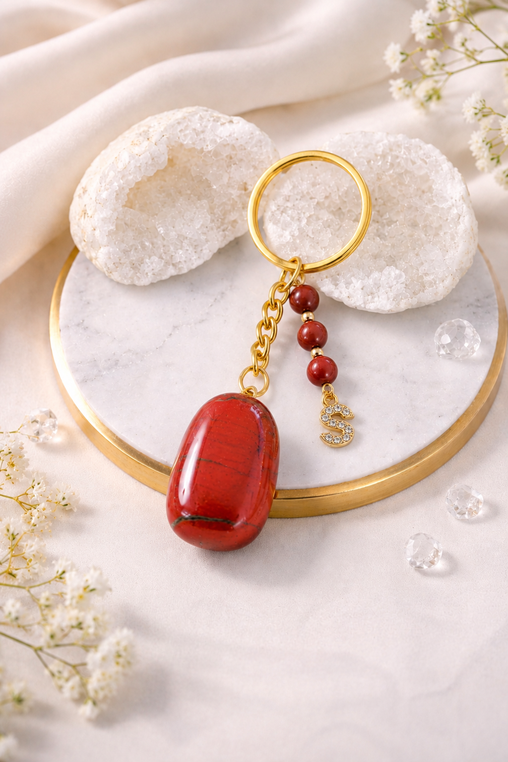 Porte-clés / Bijou de sac en Jaspe rouge