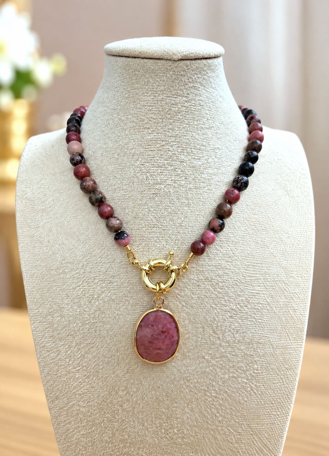 Collier "Aura" Rhodonite