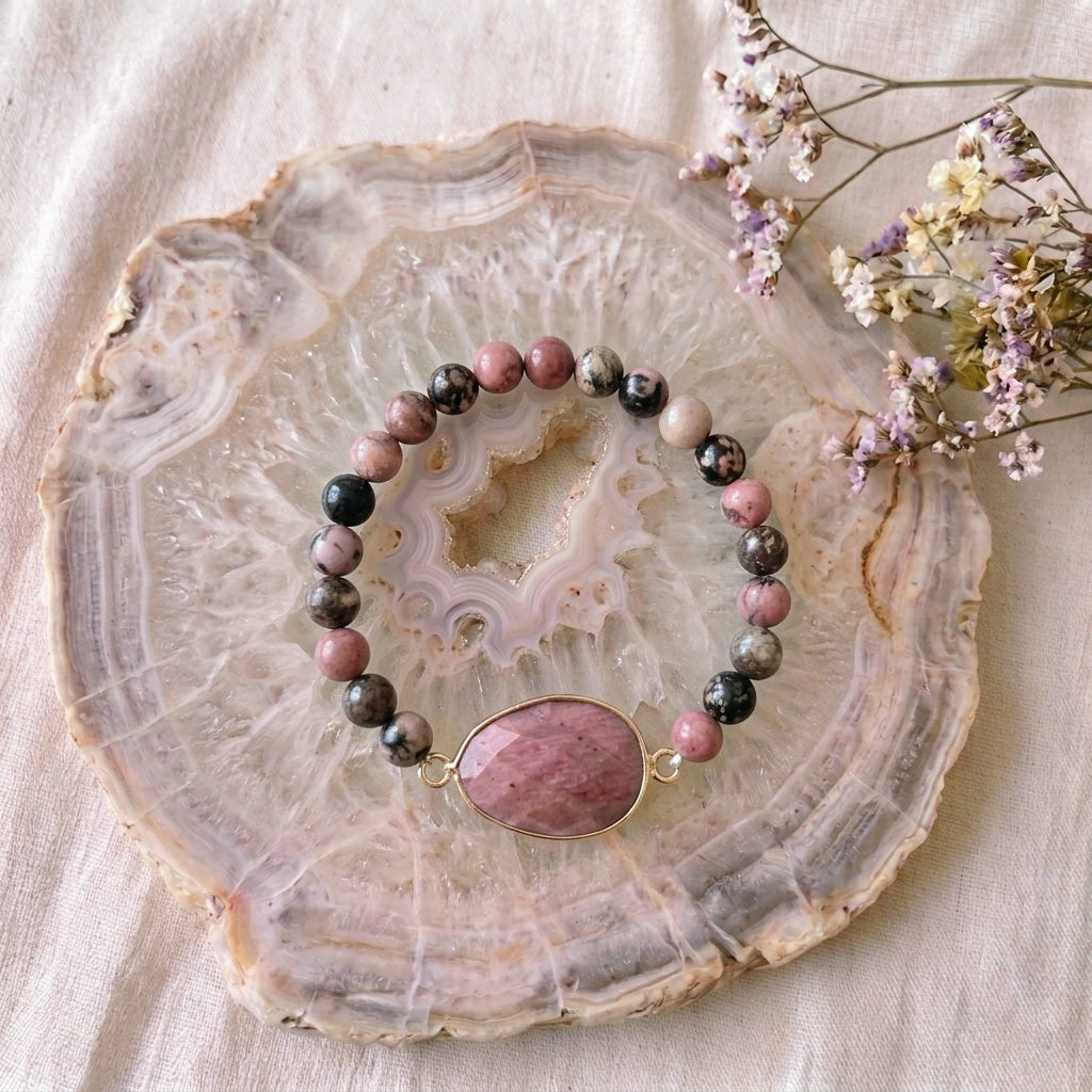 Bracelet "Aura or" Rhodonite
